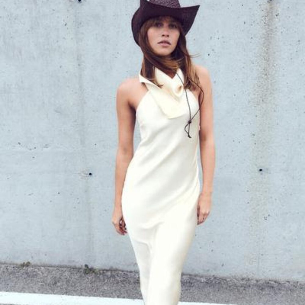 ZARA SATIN EFFECT SCARF DRESS